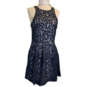 Mossimo Black and Nude Lace Flare Skirt Dress Sz S/P